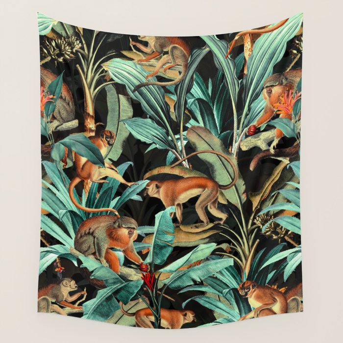 Monkey Tropical Jungle Wall Tapestry Gallery Image 1