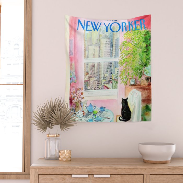 The New Yorker - Black Cat Wall Tapestry Gallery Image 2