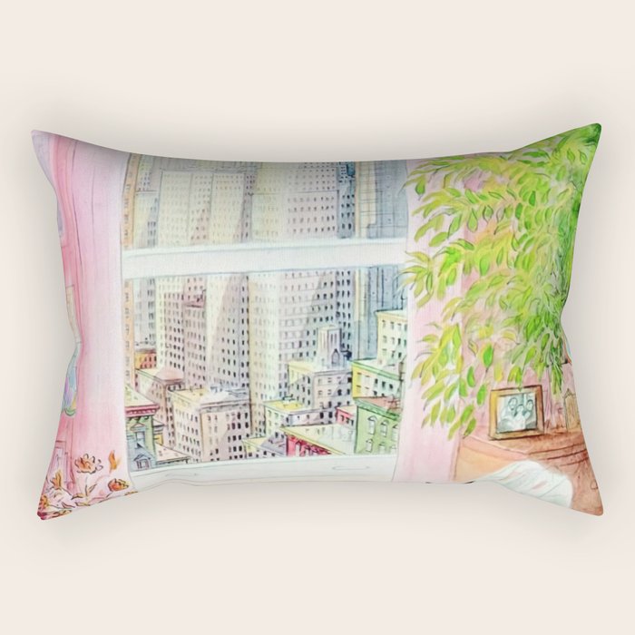 The New Yorker - Black Cat Rectangular Pillow Gallery Image 2