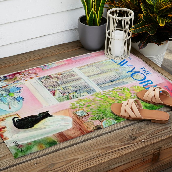 The New Yorker - Black Cat Outdoor Rug Gallery Image 2