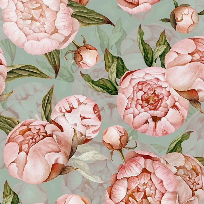 Peach Peonies Watercolor Pattern on Teal Sepia  Coffee Mug Gallery Image 2
