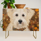 Klimt White Dog with Brown Eyes Credenza Gallery Image 1