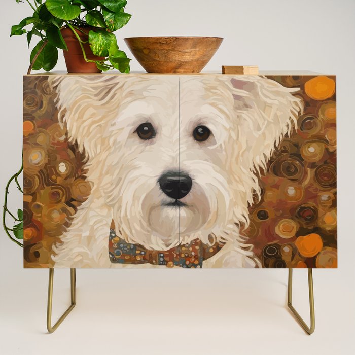 Klimt White Dog with Brown Eyes Credenza Gallery Image 1