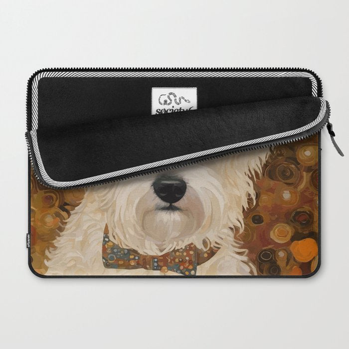 Klimt White Dog with Brown Eyes Laptop Sleeve Gallery Image 2