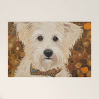 Klimt White Dog with Brown Eyes Welcome Mat Gallery Image 1