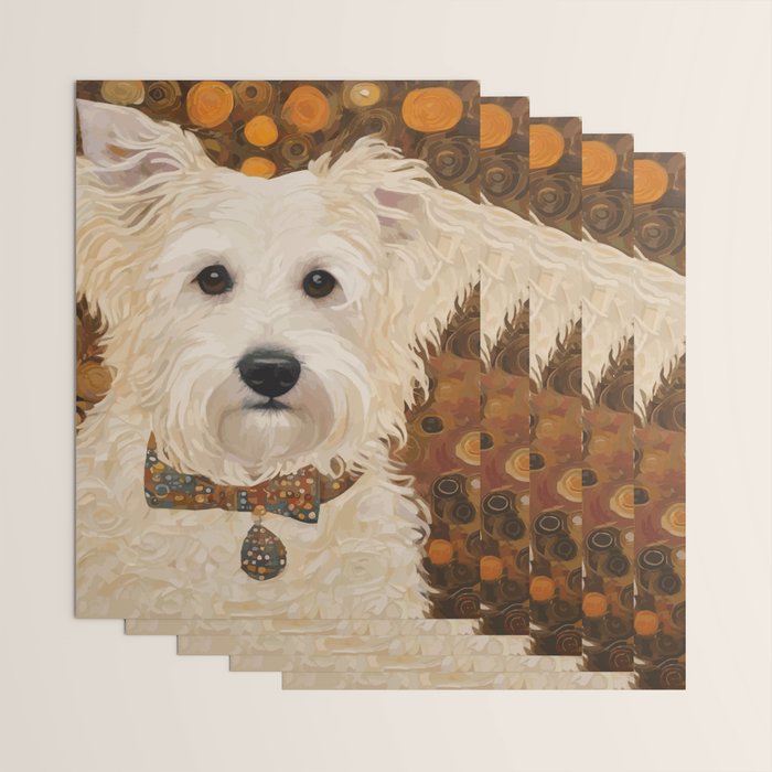 Klimt White Dog with Brown Eyes Wrapping Paper Gallery Image 3