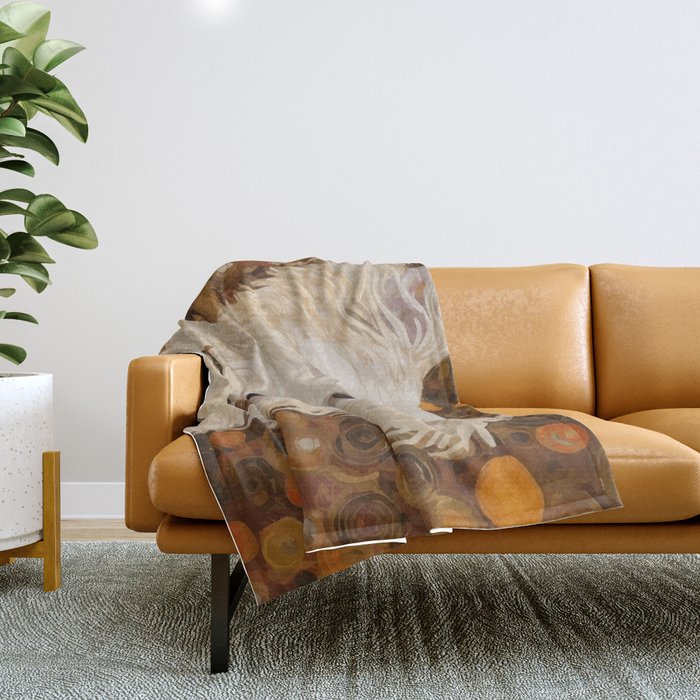 Klimt White Dog with Brown Eyes Throw Blanket Gallery Image 1