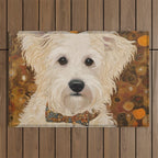Klimt White Dog with Brown Eyes Outdoor Rug Gallery Image 1