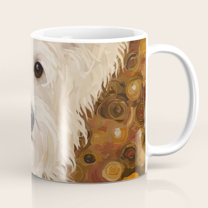 Klimt White Dog with Brown Eyes Coffee Mug Gallery Image 1