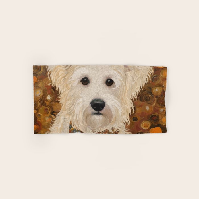 Klimt White Dog with Brown Eyes Bath Towel Gallery Image 1