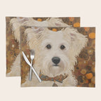 Klimt White Dog with Brown Eyes Placemat Gallery Image 1