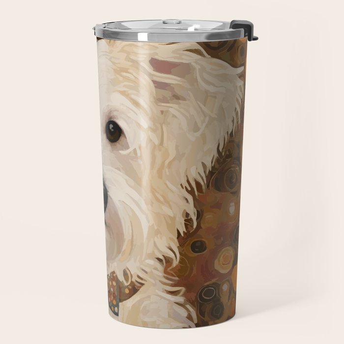 Klimt White Dog with Brown Eyes Travel Mug Gallery Image 2