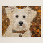 Klimt White Dog with Brown Eyes Jigsaw Puzzle Gallery Image 1