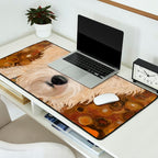 Klimt White Dog with Brown Eyes Desk Mat Gallery Image 2