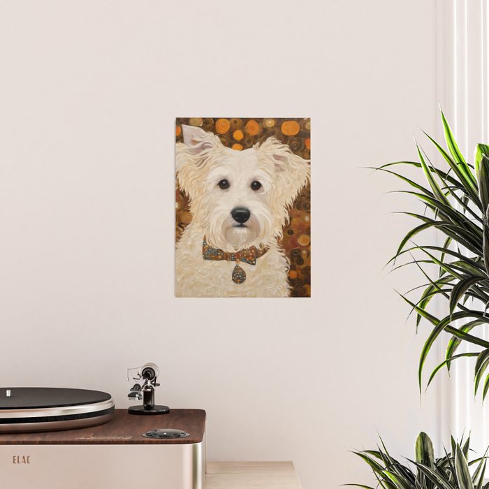 Klimt White Dog with Brown Eyes Poster Gallery Image 2