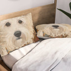 Klimt White Dog with Brown Eyes Pillow Sham Gallery Image 2