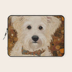 Klimt White Dog with Brown Eyes Laptop Sleeve Gallery Image 1