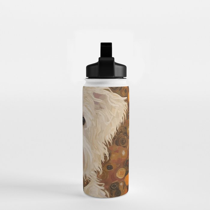 Klimt White Dog with Brown Eyes Water Bottle Gallery Image 2