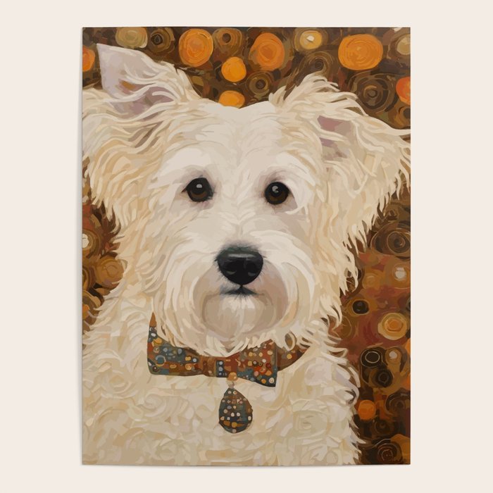 Klimt White Dog with Brown Eyes Poster Gallery Image 4