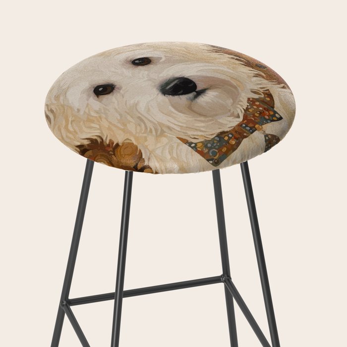 Klimt White Dog with Brown Eyes Stool Gallery Image 2