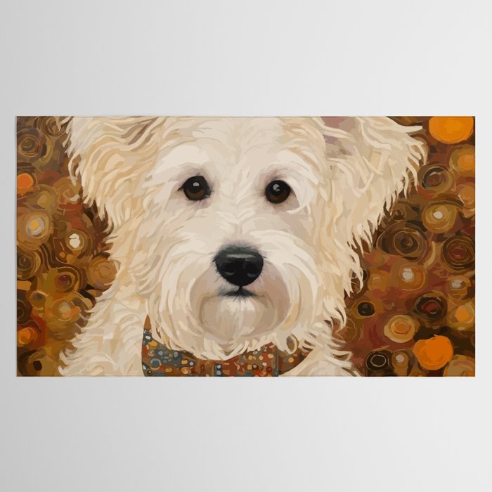 Klimt White Dog with Brown Eyes Tablecloth Gallery Image 2