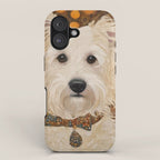 Klimt White Dog with Brown Eyes iPhone Case Gallery Image 1