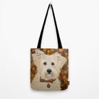 Klimt White Dog with Brown Eyes Tote Bag Gallery Image 2