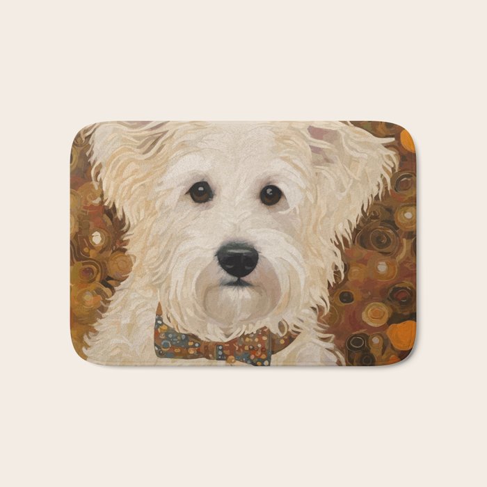 Klimt White Dog with Brown Eyes Bath Mat Gallery Image 1