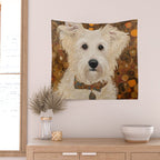 Klimt White Dog with Brown Eyes Wall Tapestry Gallery Image 2