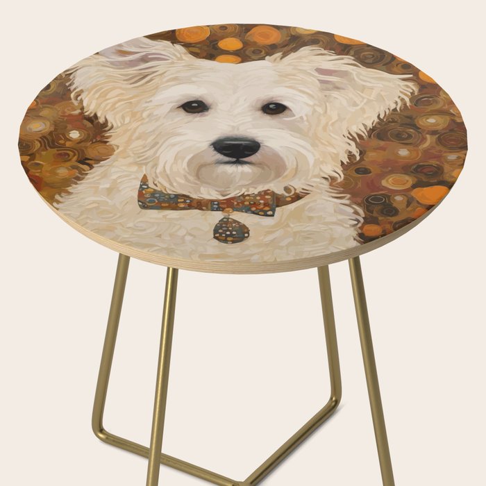 Klimt White Dog with Brown Eyes Side Table Gallery Image 2