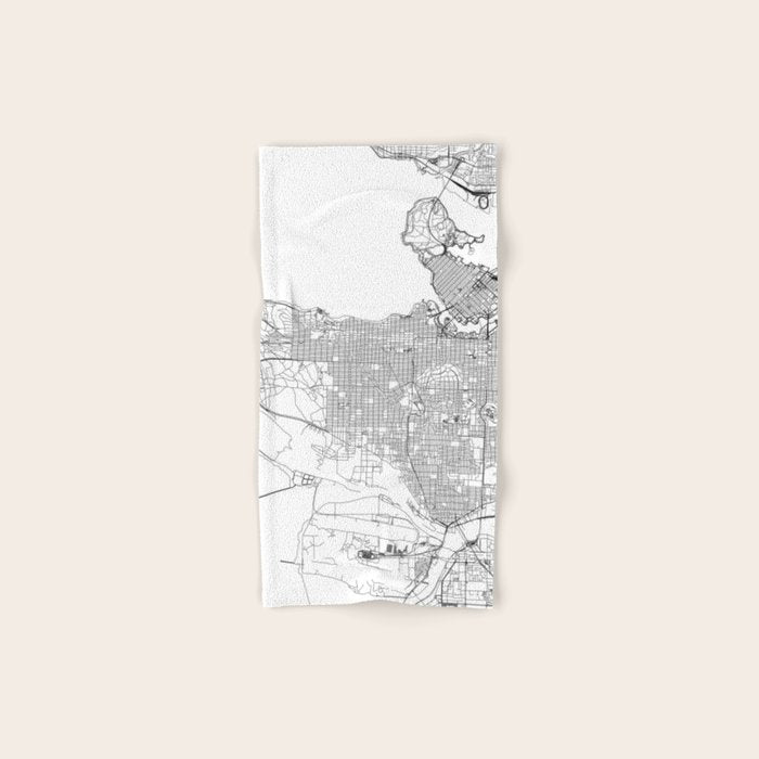 Vancouver White Map Bath Towel Gallery Image 1