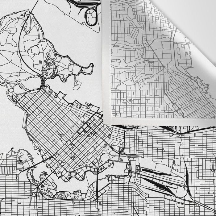Vancouver White Map Wall Tapestry Gallery Image 3
