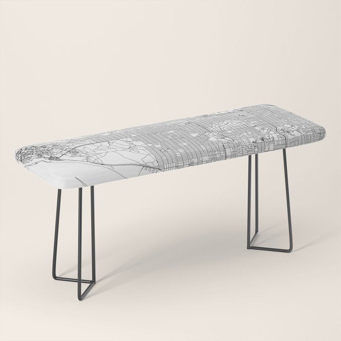 Vancouver White Map Bench Gallery Image 1