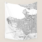 Vancouver White Map Wall Tapestry Gallery Image 4