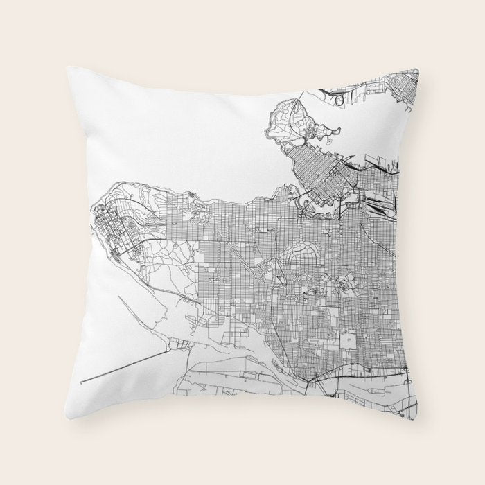 Vancouver White Map Throw Pillow Gallery Image 6