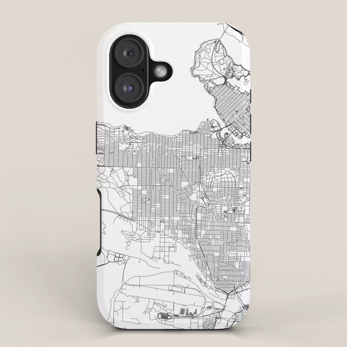 Vancouver White Map iPhone Case Gallery Image 1