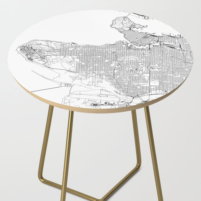 Vancouver White Map Side Table Gallery Image 2
