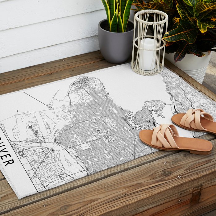 Vancouver White Map Outdoor Rug Gallery Image 2