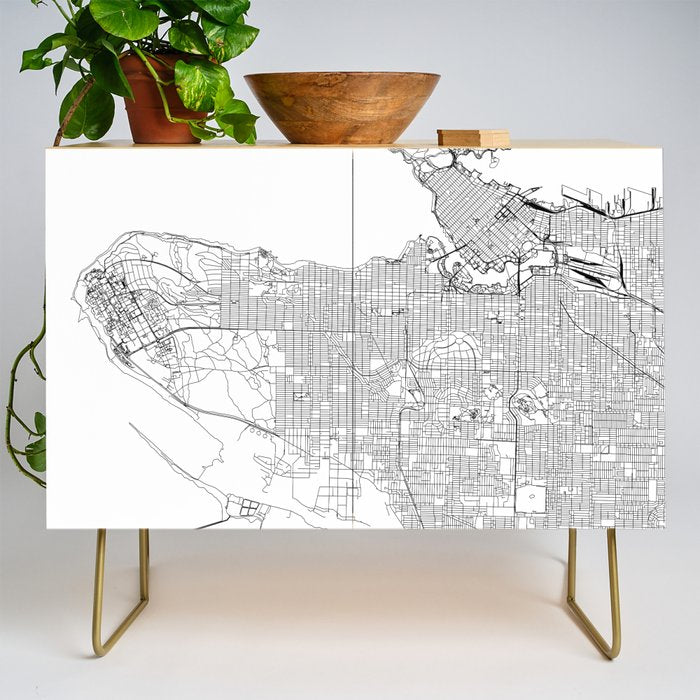 Vancouver White Map Credenza Gallery Image 1