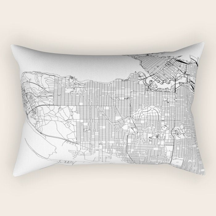 Vancouver White Map Rectangular Pillow Gallery Image 2
