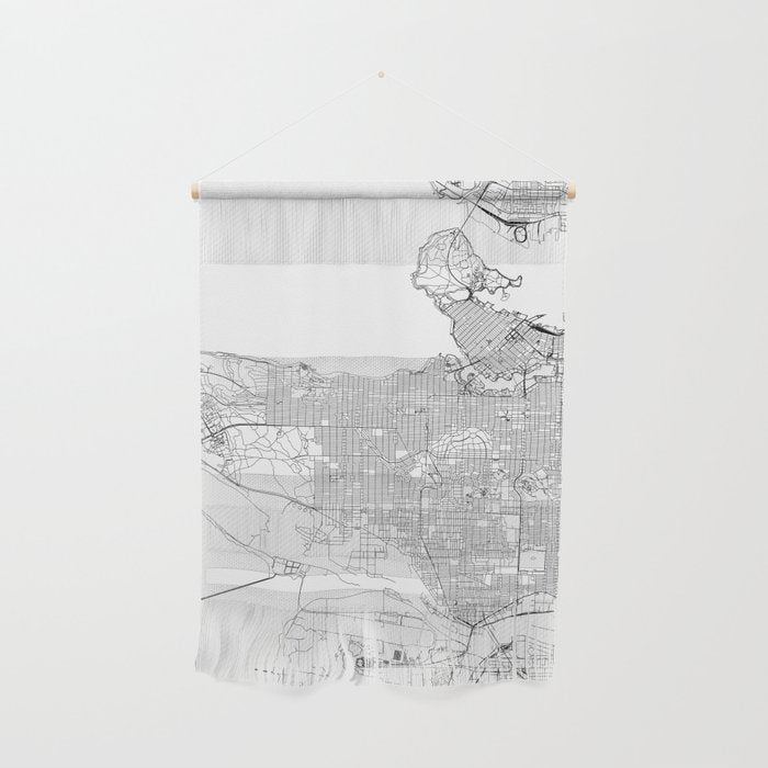 Vancouver White Map Wall Hanging Gallery Image 1