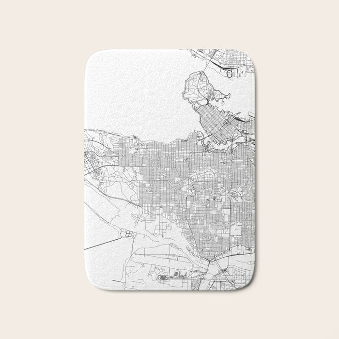 Vancouver White Map Bath Mat Gallery Image 1