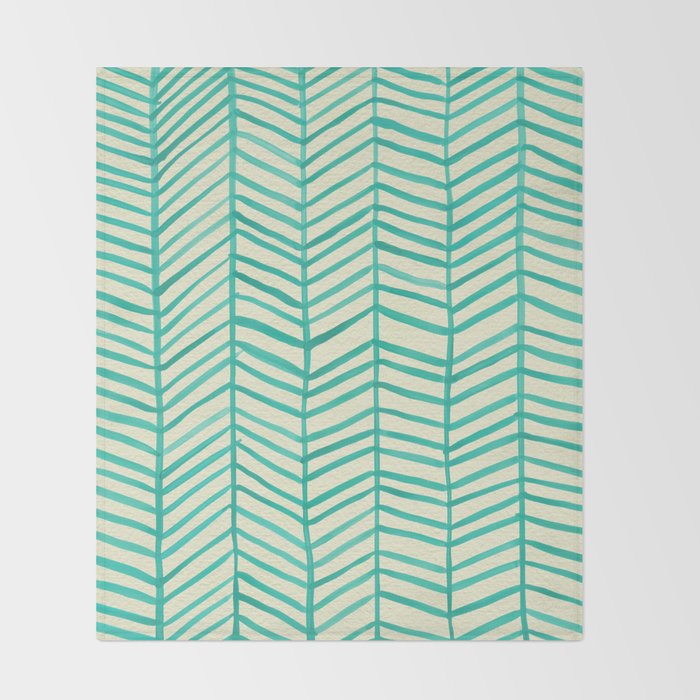 Mint Herringbone Throw Blanket Gallery Image 2