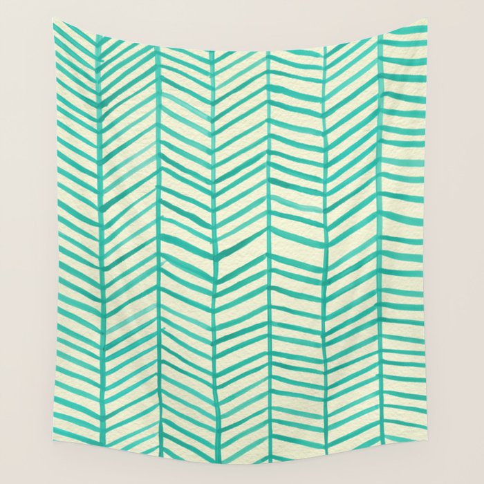 Mint Herringbone Wall Tapestry Gallery Image 4