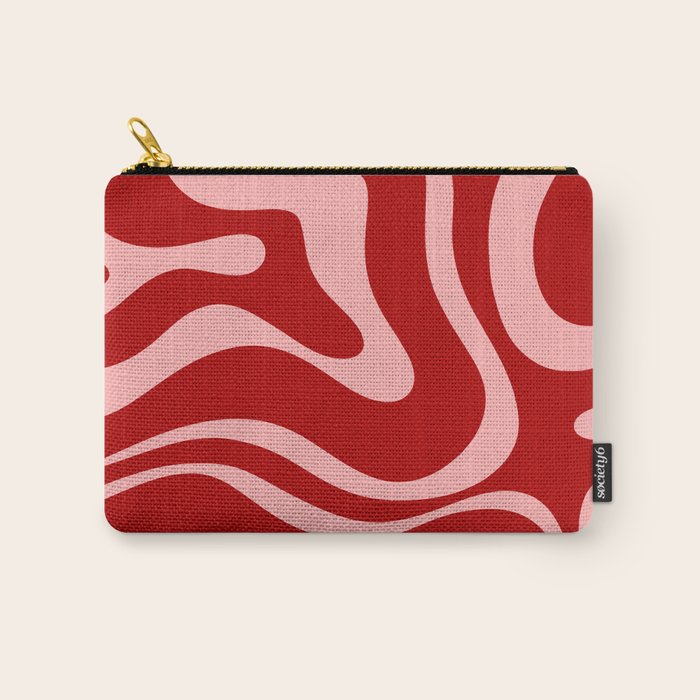 Modern Retro Liquid Swirl Fluid Abstract Bold Red and Pink Carry All Pouch Gallery Image 1