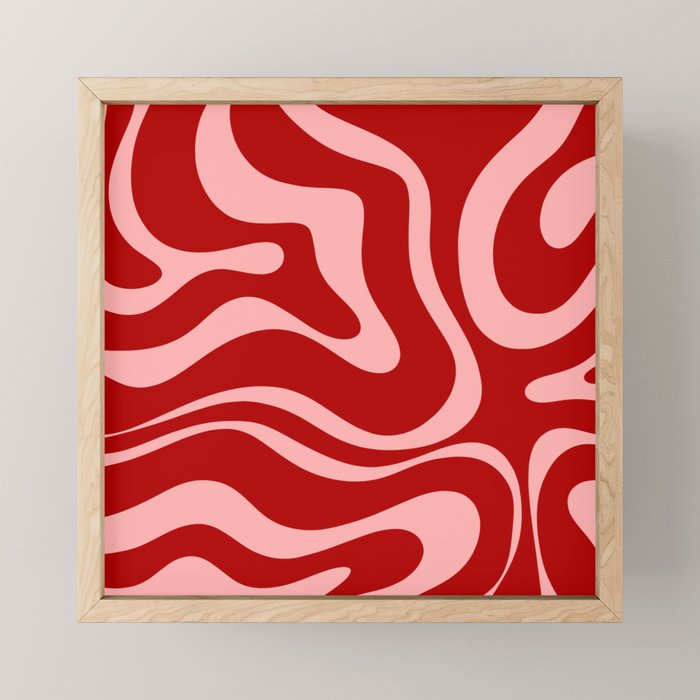 Modern Retro Liquid Swirl Fluid Abstract Bold Red and Pink Mini Art Print Gallery Image 1
