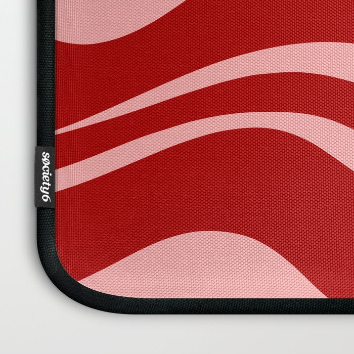Modern Retro Liquid Swirl Fluid Abstract Bold Red and Pink Laptop Sleeve Gallery Image 3