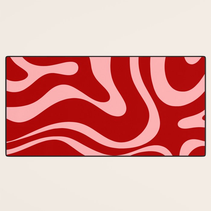Modern Retro Liquid Swirl Fluid Abstract Bold Red and Pink Desk Mat Gallery Image 3