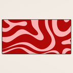 Modern Retro Liquid Swirl Fluid Abstract Bold Red and Pink Desk Mat Gallery Image 3