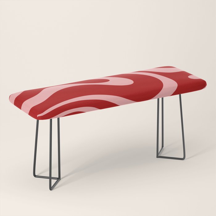 Modern Retro Liquid Swirl Fluid Abstract Bold Red and Pink Bench Gallery Image 1